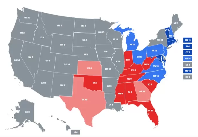 erdasarkan hasil sementara pemilihan presiden (Pilpres) Amerika Serikat (AS) 2024, Donald Trump, calon presiden dari Partai Republik, unggul sementara dengan 95 electoral vote. Di sisi lain, Kamala Harris, calon presiden dari Partai Demokrat, baru meraih 35 electoral vote. Untuk memenangkan Pilpres AS, seorang calon presiden memerlukan minimal 270 electoral vote.